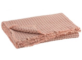 Růžový bavlněný vaflový pléd Waffle - 130*170 cm