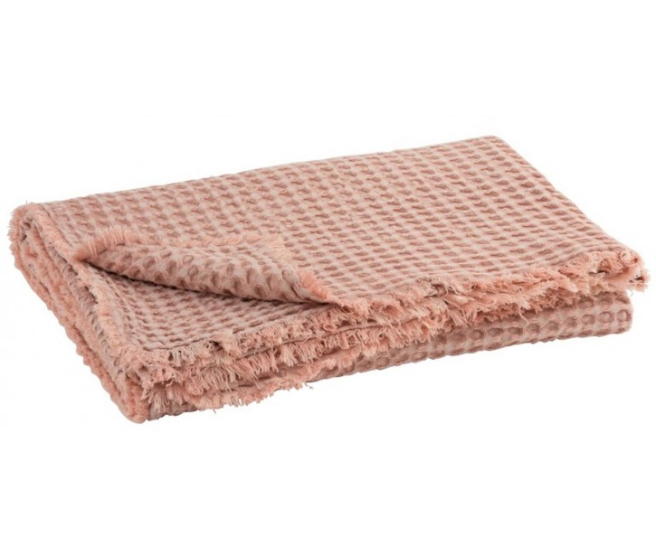Růžový bavlněný vaflový pléd Waffle - 130*170 cm J-Line by Jolipa
