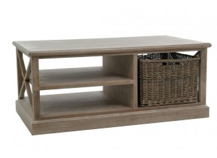 Dřevěný konferenční stolek s košíkem Jerome - 120*69*51 cm