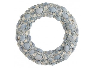 Modrý věnec z mušliček a korálků Couronne L - Ø 50*7cm