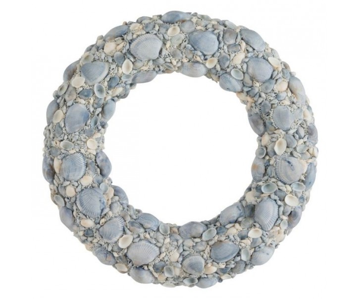 Modrý věnec z mušliček a korálků Couronne L - Ø 50*7cm J-Line by Jolipa