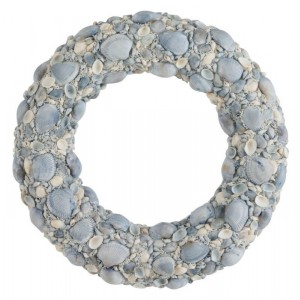 Modrý věnec z mušliček a korálků Couronne L - Ø 50*7cm