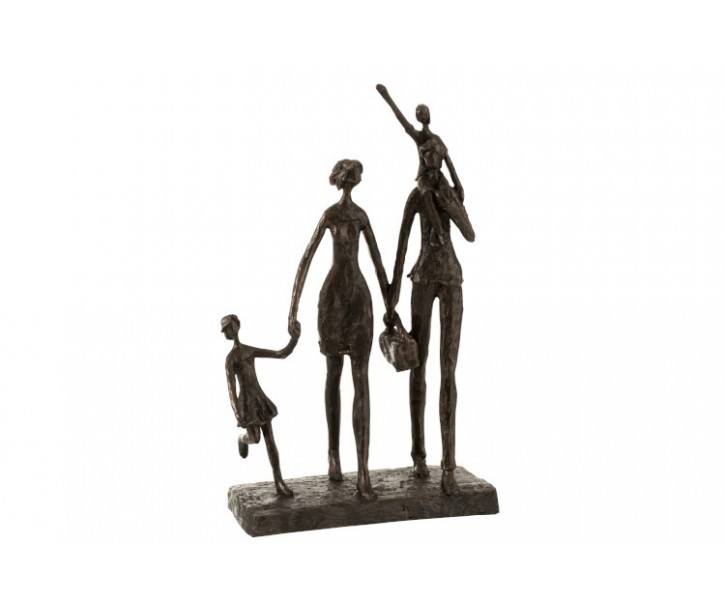 Hnědá soška Family Time - 11*22*38 cm J-Line by Jolipa