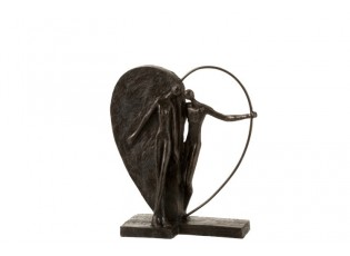 Hnědá dekorativní soška Couple in hearth - 10*29*31 cm