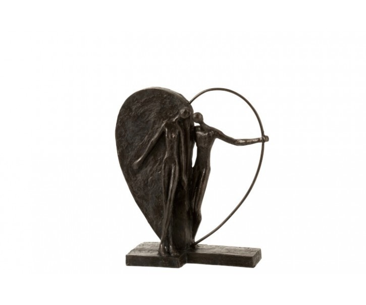 Hnědá dekorativní soška Couple in hearth - 10*29*31 cm J-Line by Jolipa
