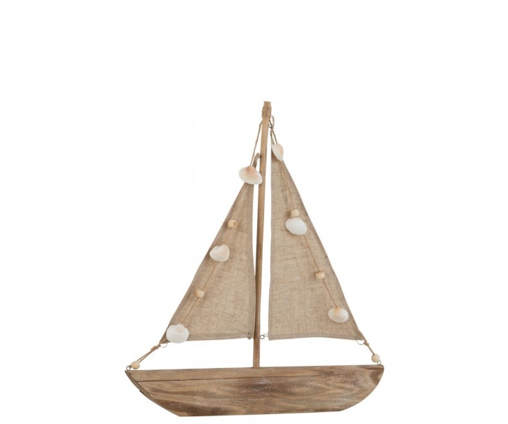 Dřevěná hnědá dekorativní loďka - 37*6,5*42,5 cm J-Line by Jolipa