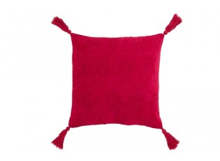 Tmavě růžový polštář Fayola s třásněmi - 45*45 cm