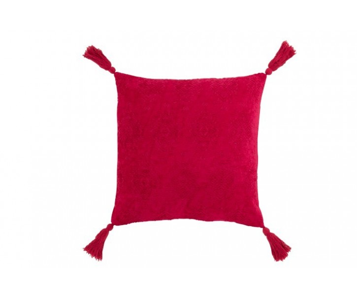 Tmavě růžový polštář Fayola s třásněmi - 45*45 cm J-Line by Jolipa