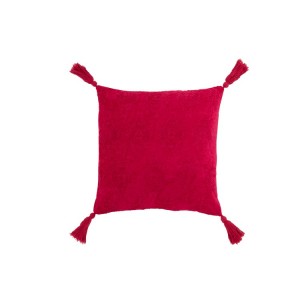 Tmavě růžový polštář Fayola s třásněmi - 45*45 cm