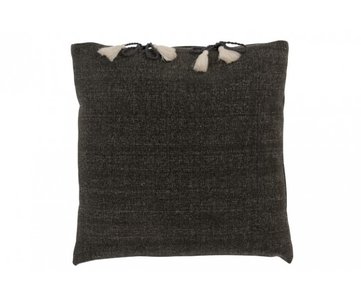 Tmavě šedý polštář se střapci Charline - 45*45 cm J-Line by Jolipa