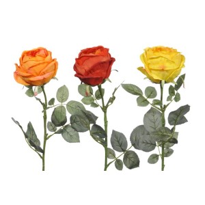 3 ks umělé dekorativní růže žlutá, červená, oranžová - 74 cm