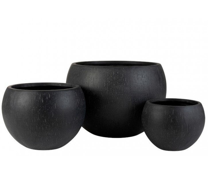 Set 3ks černých květináčů Clay - Ø 55*39 cm J-Line by Jolipa