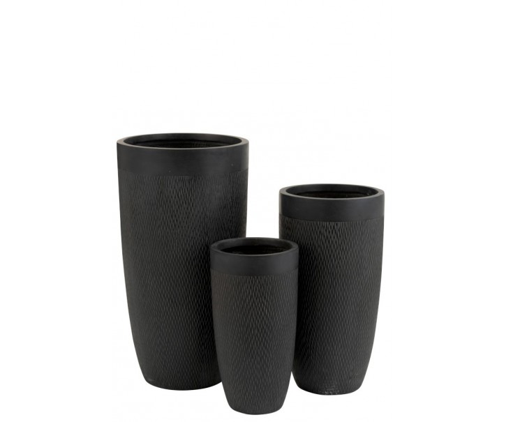 3 ks hnědočerná váza Clay - 38*38*72 cm J-Line by Jolipa