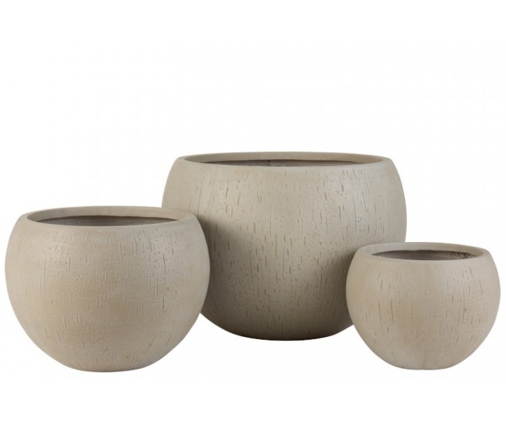 Set 3ks béžových květináčů Clay - Ø 55*39 cm J-Line by Jolipa