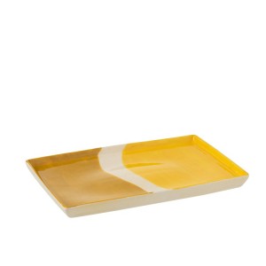 Porcelánový obdélníkový talíř Wave v odstínech žluté - 26*17,5*2 cm