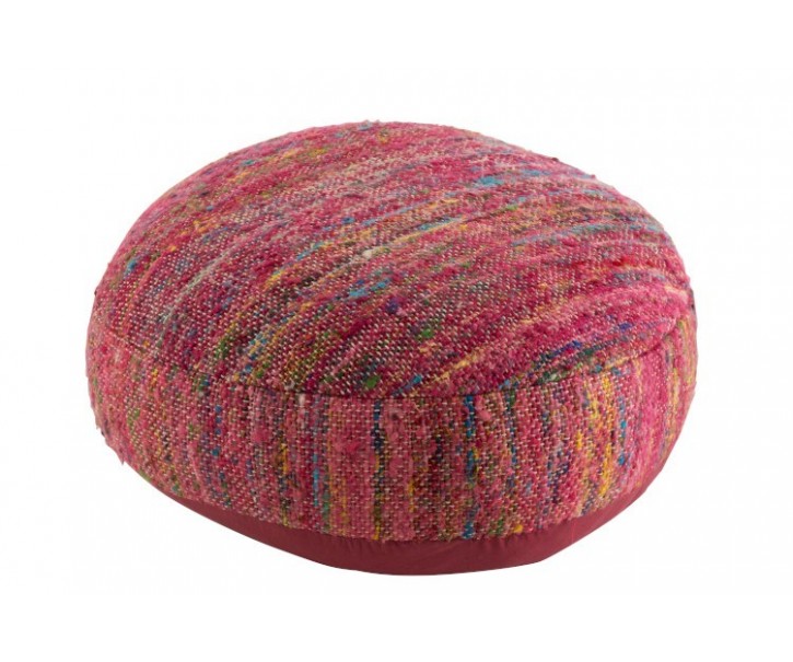 Tmavě růžový puf prošitý barevnými nitěmi Getane - 54,5*50*24 cm J-Line by Jolipa