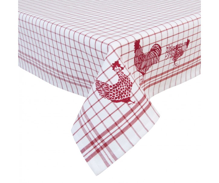 Ubrus na stůl Country Side Chicken red - 150*150 cm Clayre & Eef