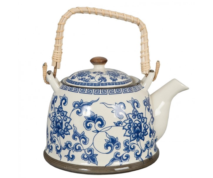 Konvička se sítkem modré květy - Ø 14*14 cm / 0,7L Clayre & Eef