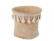Béžový cementový květináč se střapci Boho S - Ø16*15,5 cm J-Line by Jolipa