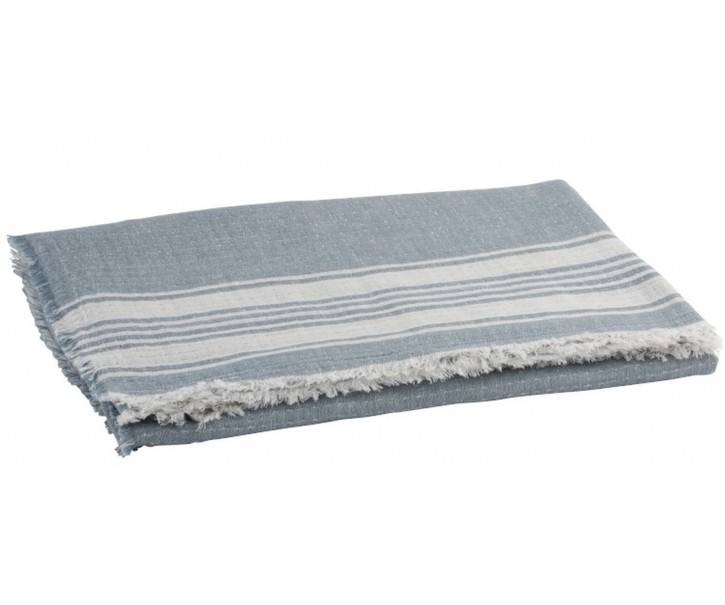Modro - bílý bavlněný pléd Stripes - 130*170 cm J-Line by Jolipa