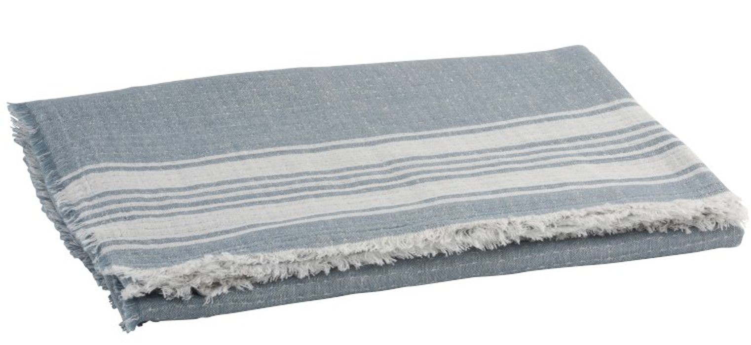 Modro - bílý bavlněný pléd Stripes - 130*170 cm