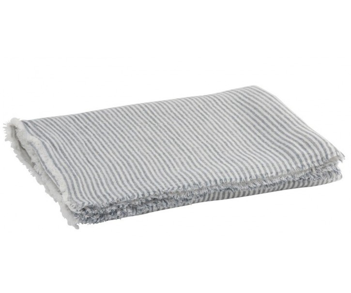 Modro - bílý pruhovaný bavlněný pléd Stripes - 130*170 cm J-Line by Jolipa