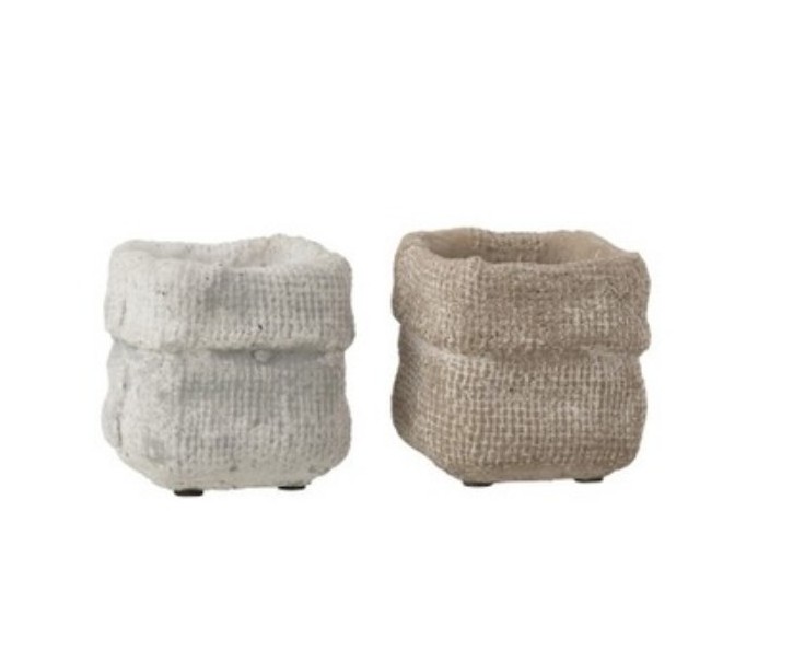 Sada 2 betonových květináčů Ciment – Ø 8*7,5 cm J-Line by Jolipa