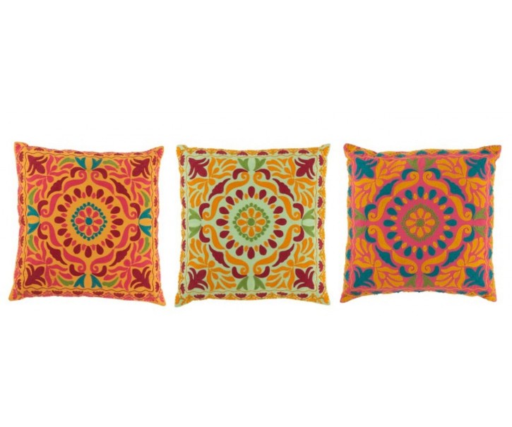 Set 3 barevných bavlněných polštářů Orient - 48*48*11 cm J-Line by Jolipa