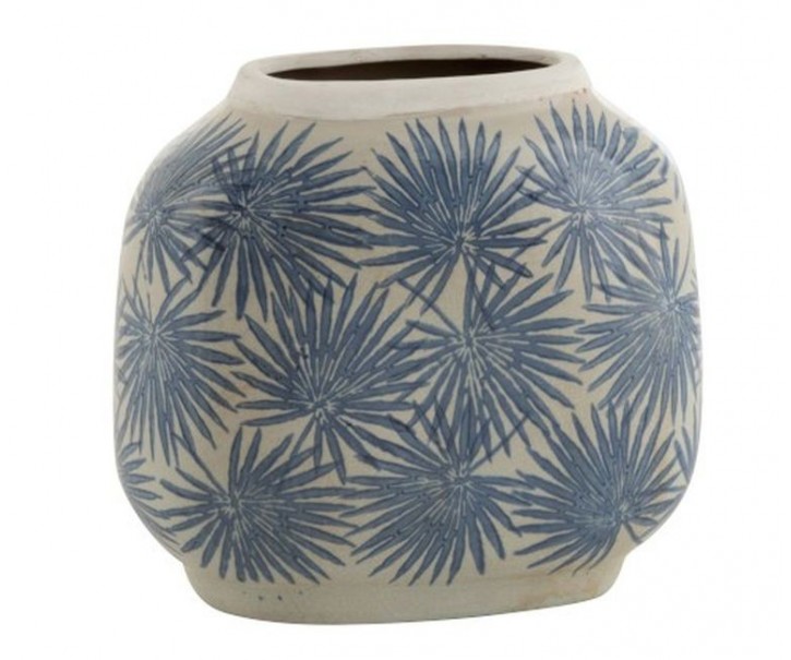 Keramická váza s modrými květy Blaw - 24*12,5*22 cm J-Line by Jolipa