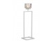 Bílý kovový svícen na 1 svíčku Glass - 12*11*42 cm J-Line by Jolipa