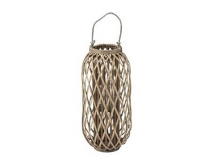 Šedohnědá dřevěná lucerna Romaine S - Ø 32*66 cm