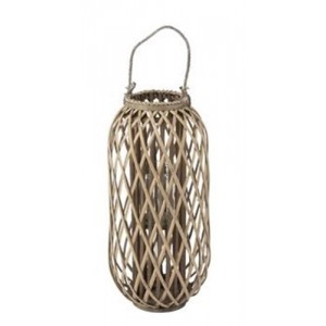 Šedohnědá dřevěná lucerna Romaine S - Ø 32*66 cm