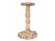 Dřevěný vintage svícen s červenou patinou - Ø 16*27 cm Clayre & Eef