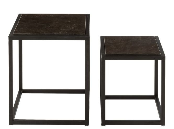 2 černé kovové odkládací stolky Lowy - 39*39*46 cm J-Line by Jolipa 2 černé kovové odkládací stolky Lowy - 39*39*46 cm J-Line by Jolipa