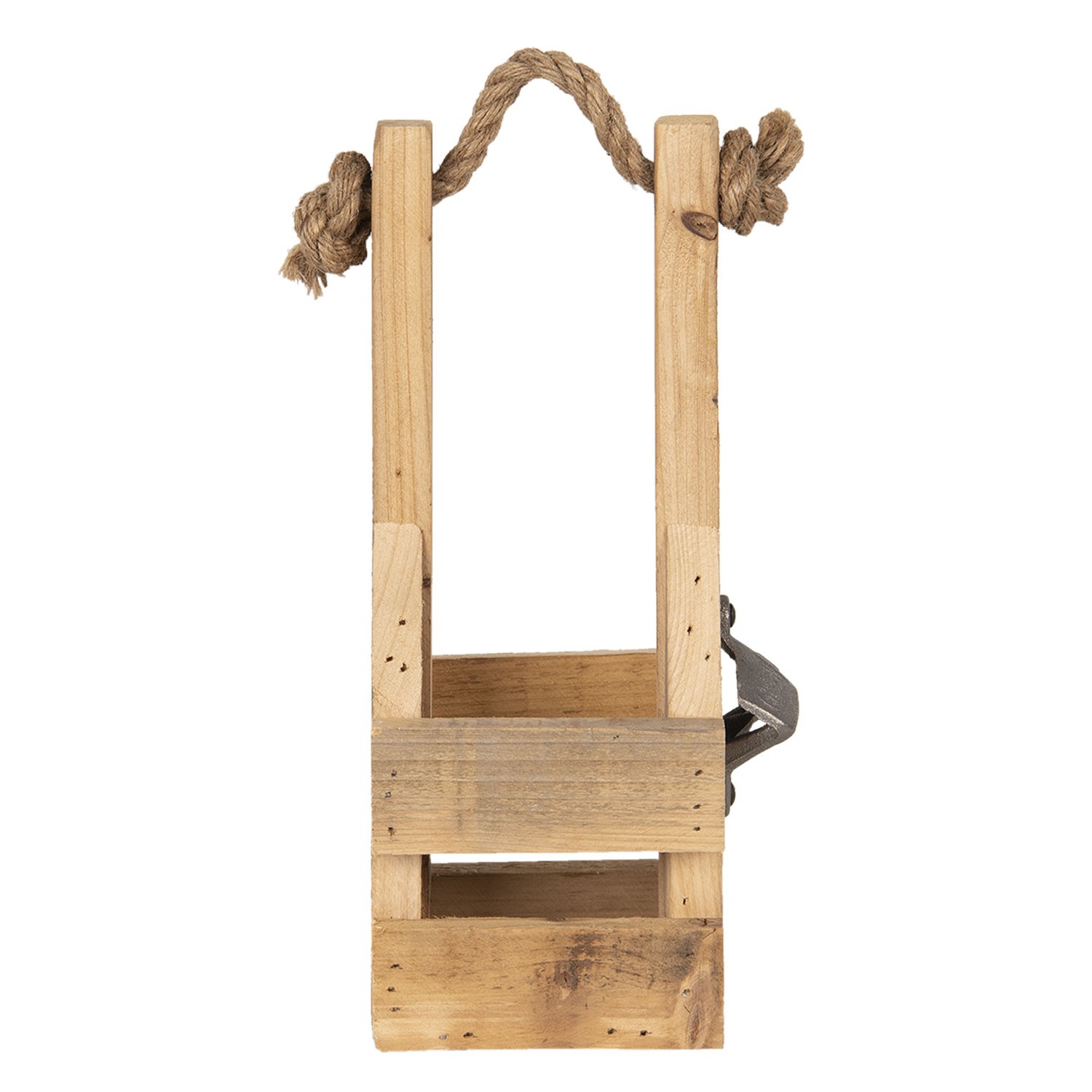 Dřevěná retro bedýnka na láhev s otvírákem - 9*10*29 cm Clayre & Eef Dřevěná retro bedýnka na láhev s otvírákem - 9*10*29 cm Clayre & Eef