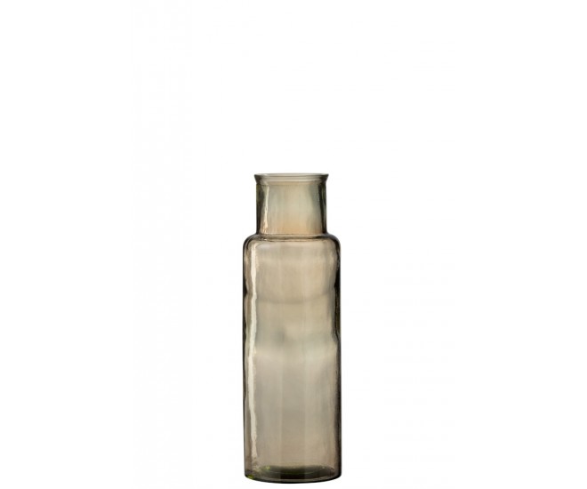 Hnědá úzká skleněná váza Cylinder M - 14,5*14,5*44,5 cm J-Line by Jolipa