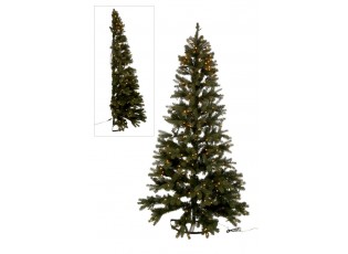 Poloviční umělý zelený dekorativní vánoční stromek s LED světýlky - 150*150*225 cm