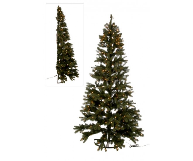 Poloviční umělý zelený dekorativní vánoční stromek s LED světýlky - 150*150*225 cm J-Line by Jolipa