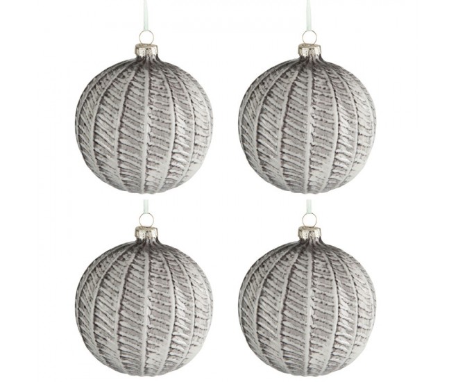 Sada 4ks zeleno - béžová skleněná ozdoba - Ø 10 cm J-Line by Jolipa