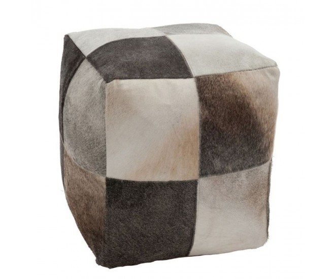 Čtvercový puf z kravské kůže - 44*44*46 cm J-Line by Jolipa