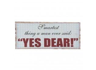 Barevná kovová cedule s úmyslným odřením YES DEAR- 30*13 cm