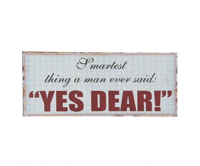 Barevná kovová cedule s úmyslným odřením YES DEAR- 30*13 cm Clayre & Eef