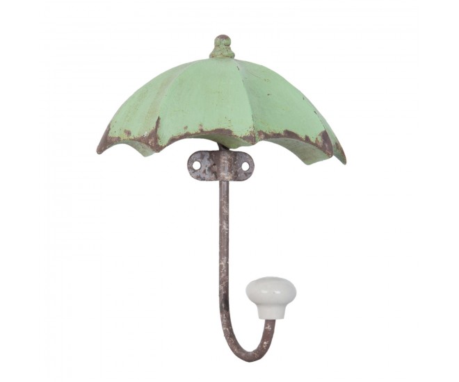 Nástěnný háček s patinou Deštník - 12*5*15 cm Clayre & Eef