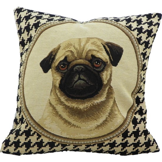 Gobelínový oboustranný polštářek Mops - 32*15*32 cm Mars & More Gobelínový oboustranný polštářek Mops - 32*15*32 cm Mars & More