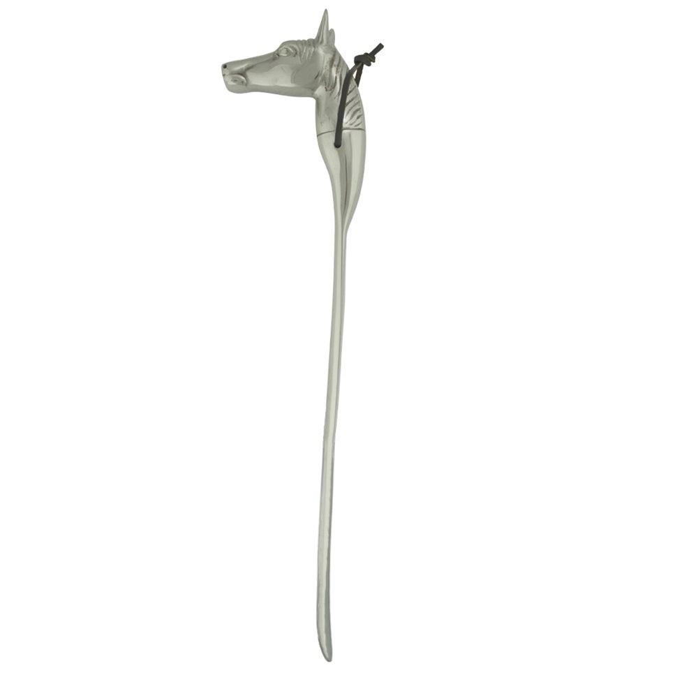 Stříbrná kovová obouvací lžíce s hlavou koně Horse - 52*5*1cm Mars & More Stříbrná kovová obouvací lžíce s hlavou koně Horse - 52*5*1cm Mars & More