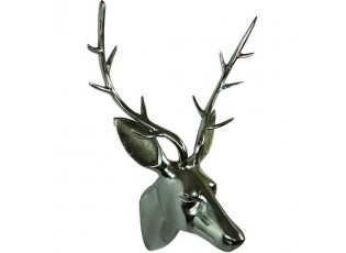 Sříbrná nástěnná dekorace hlava jelena Deer S - 15*14*32cm