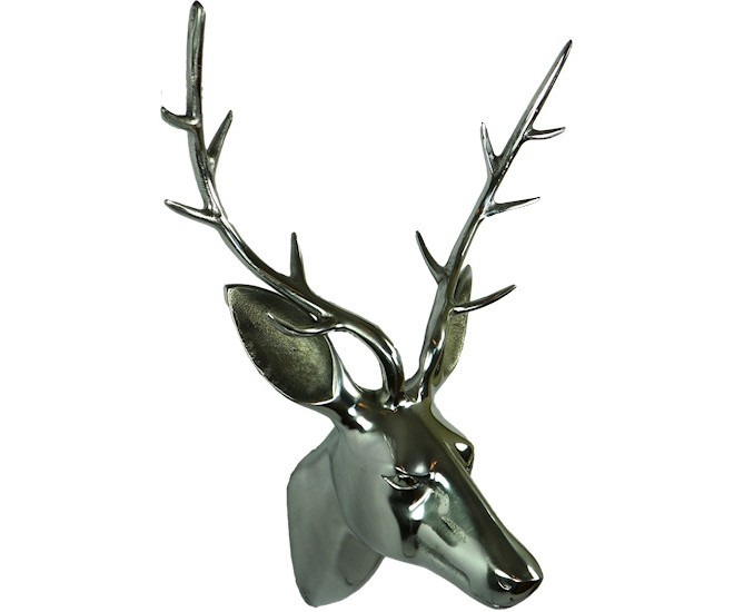 Sříbrná nástěnná dekorace hlava jelena Deer S - 15*14*32cm Mars & More 