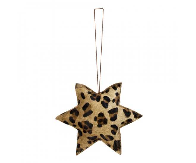 Závěsná dekorativní ozdoba Hvězda s motivem leopardí kůže z hovězí kůže L - 20*20*5cm Mars & More 