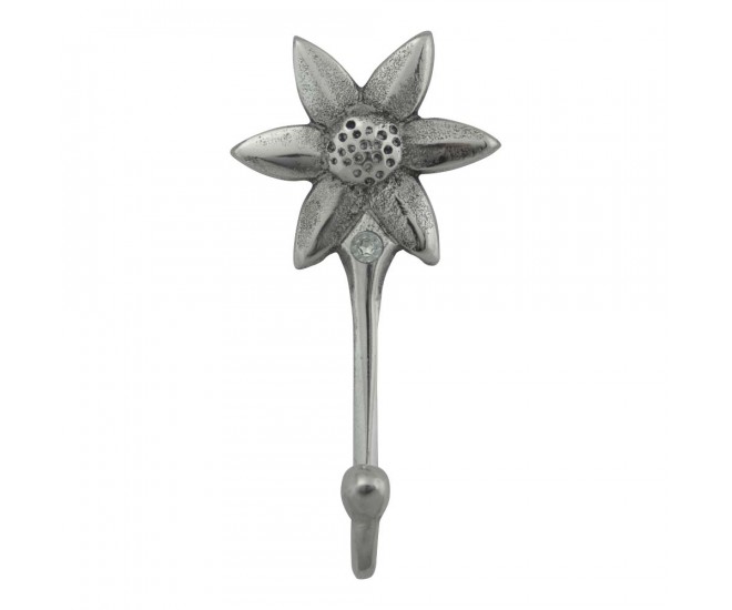 Stříbrný kovový háček květina - 6*3*11cm Mars & More 