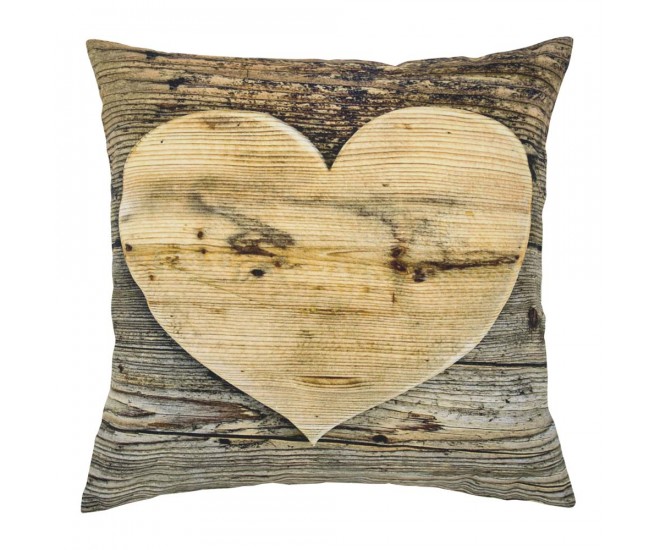 Plátěný polštář dřevěné srdce Wooden heart - 50*10*50cm Mars & More 